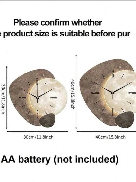 Veloura Modern Moon Wall Clock - Taupe and White Aesthetic Home Decor - Picture 9 of 9